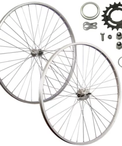 28 Zoll Laufrad Satz Aluminium Rücktritt RBN Single Speed - Silber