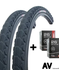 2x Fahrrad Reifen 26 Zoll 47-559 Mit Schlauch AV Set Für Vorn Und Hinten