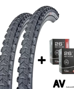2x Fahrrad Reifen 26 Zoll 54-559 Mit Schlauch AV Set Für Vorn Und Hinten