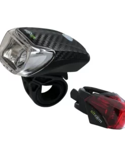 Fahrrad LED Lichtset 40 Lux Turismo Akku Frontlicht Rücklicht USB Schwarz